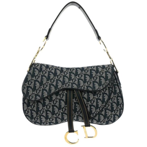 Christian Dior Navy Trotter Double Saddle Handbag - Picture 1 of 10